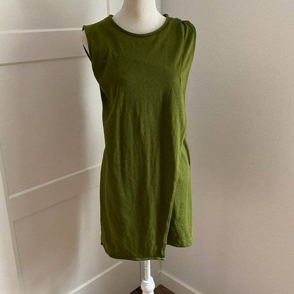 J. Crew Dresses & Skirts - J. Crew Green Faux Wrap Dress Cotton Sleeveless S